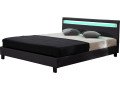 Cama LED "Maria" - 160 x 200 cm - Gris - Negro