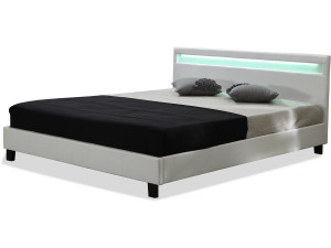 Cama con cabecero LED "Maria" - 140 x 190 cm - Blanco