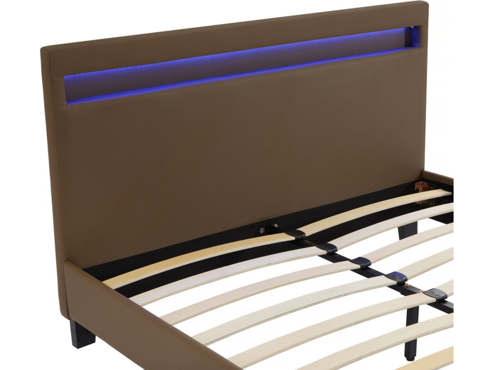 Cama LED "María" - 140 x 190 cm - Color topo