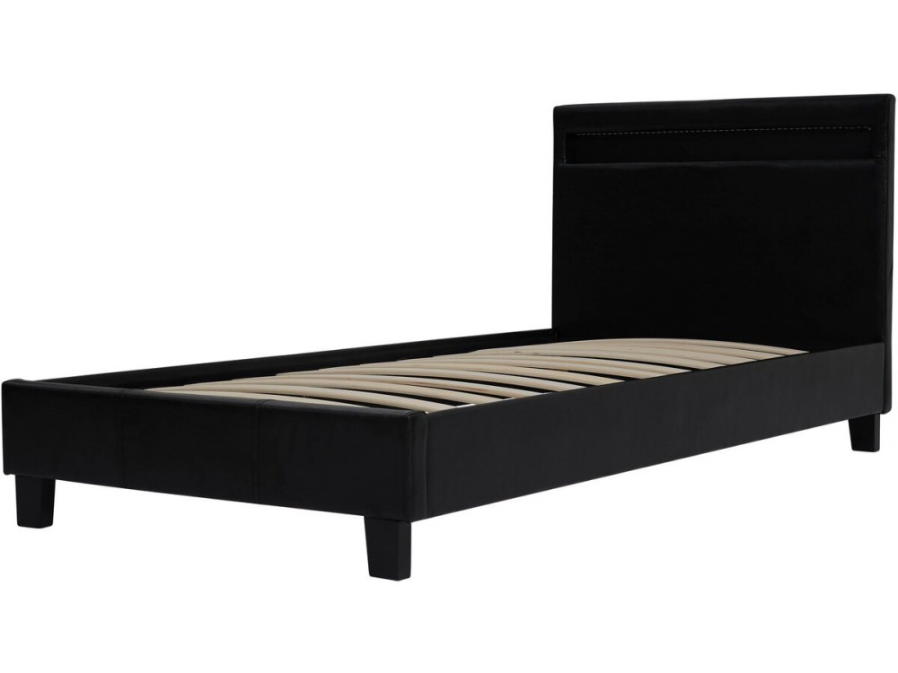 Cama con LED "Maria" 90 x 190 cm - Negra