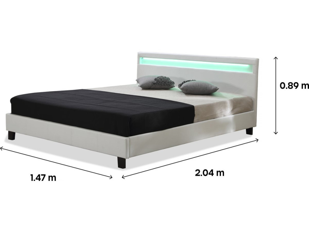 Cama con cabecero LED "Maria"- 160 x 200 cm - Blanco
