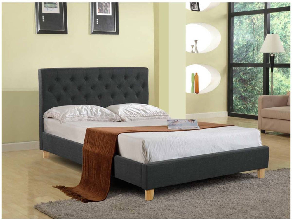 Cama "EMMY" - 140 x 190 cm - Gris