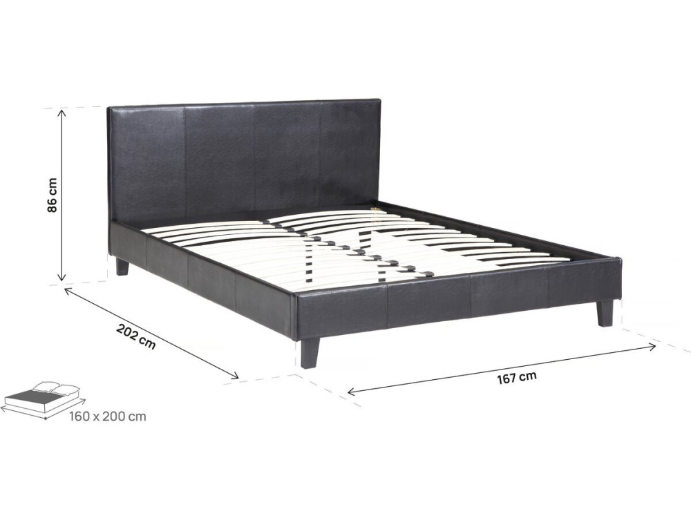 Cama "Lina" - 160 x 200 cm - Negro