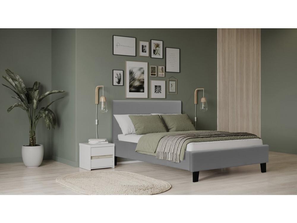 Cama "Lina" 90 x 190 cm - Gris claro