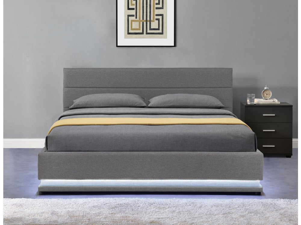 Cama con LED "Anastasia"- 160 x 200 cm - Gris oscuro