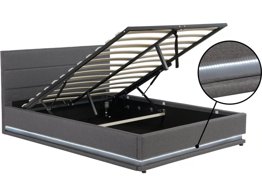 Cama con LED "Anastasia" - 180 x 200 Gris oscuro