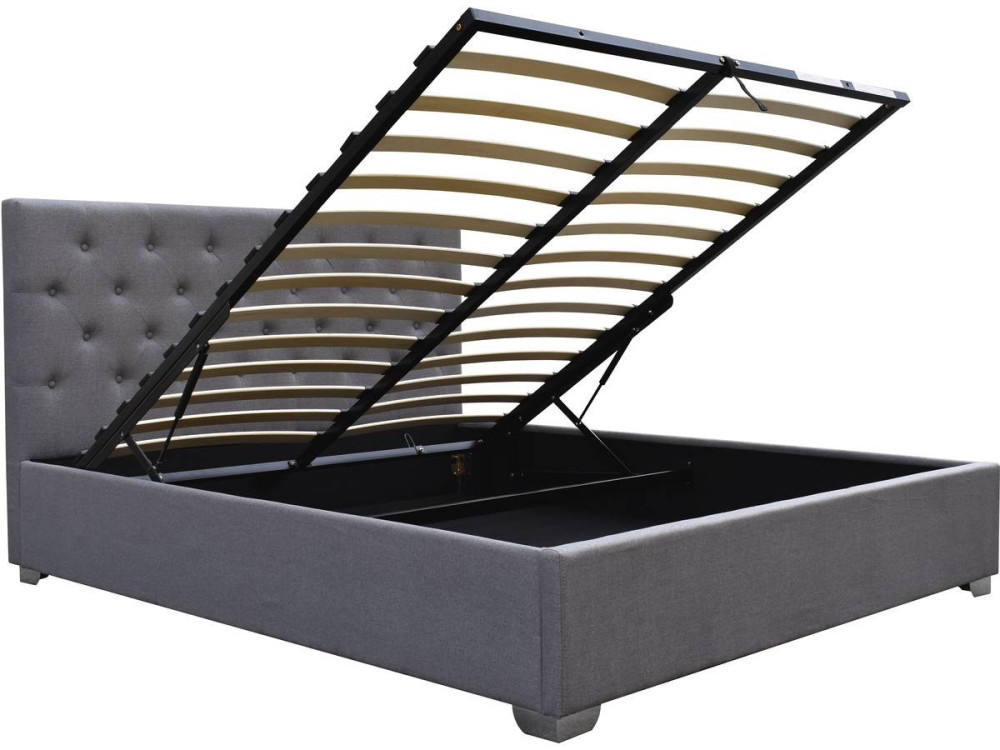 Cama doble con cofre "Tino" - 180 x 200 cm - Gris
