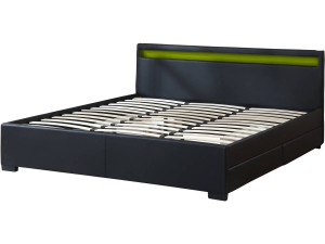 Cama doble "Nico" - LED - 180 x 200 cm - Negro