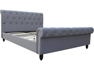 Cama de terciopelo "Godefroy" - 140 x 190 cm - Gris