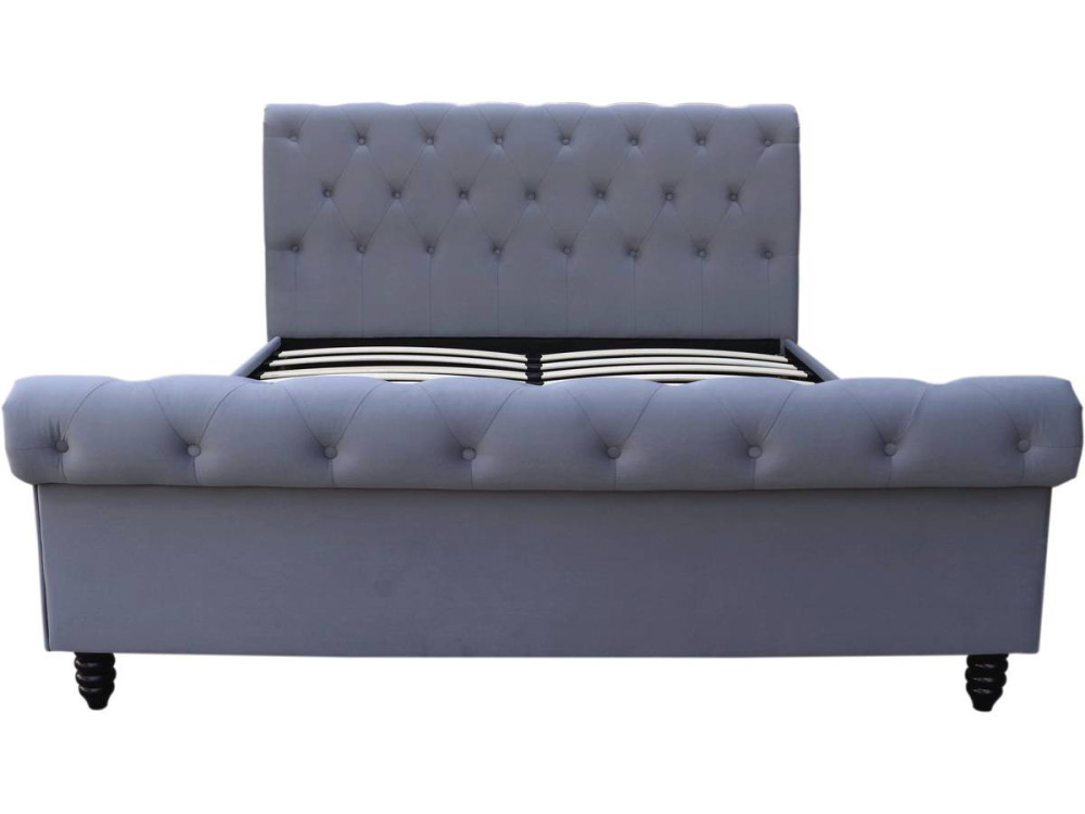 Cama de terciopelo "Godefroy" - 140 x 190 cm - Gris