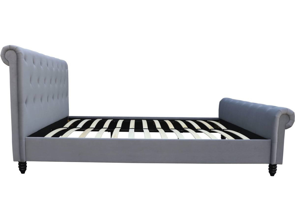 Cama de terciopelo "Godefroy" - 140 x 190 cm - Gris