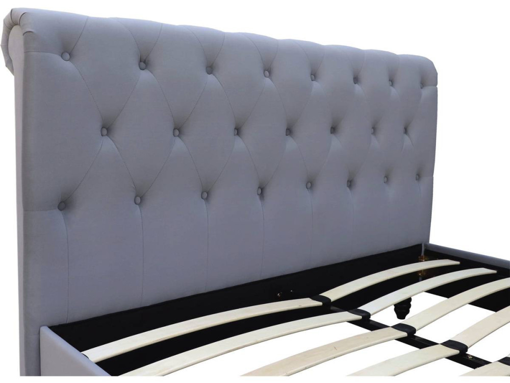 Cama de terciopelo "Godefroy" - 140 x 190 cm - Gris