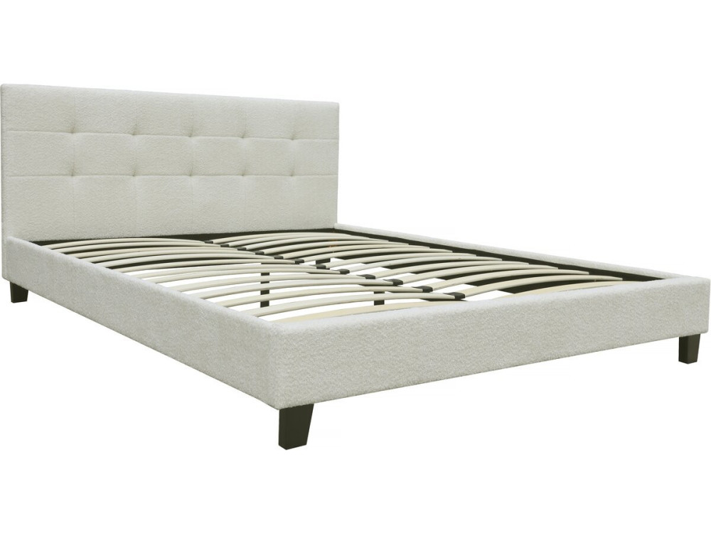 Cama de tela bouclette "Julia" 140x190cm - Crema