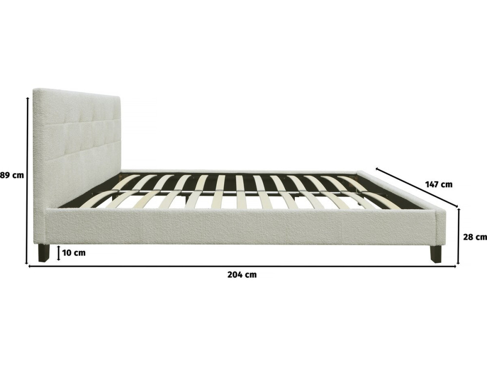 Cama de tela bouclette "Julia" 140x190cm - Crema