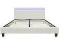 Cama de tela rizada "Maria" con LED 140x190cm - Crema - Crema