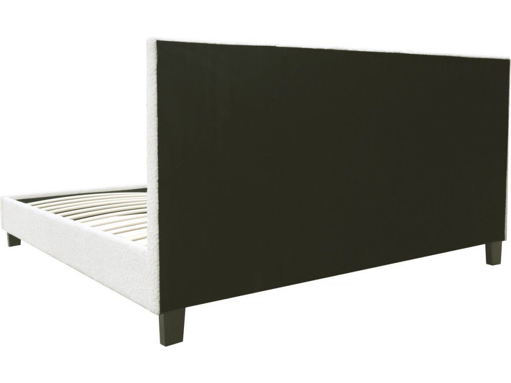 Cama de tela rizada "Maria" con LED 140x190cm - Crema