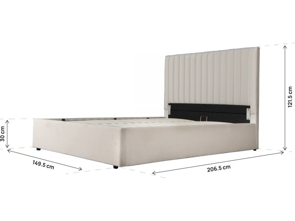 Cama con arcón "Mia" - 140 x 190 cm - Beige