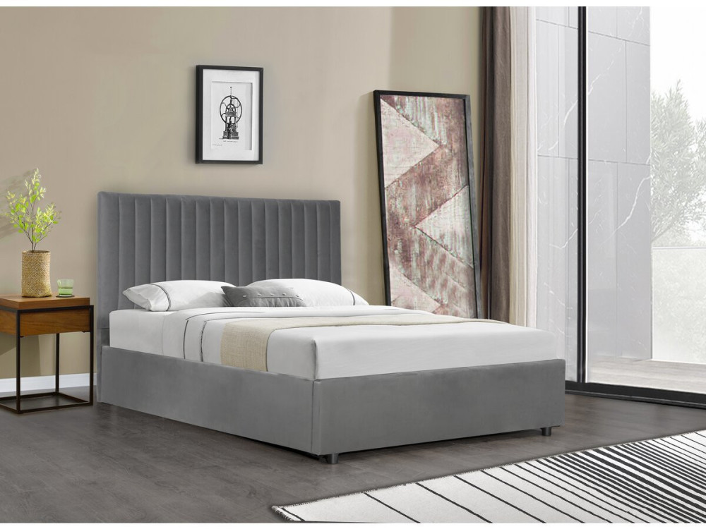 Cama con baúl "Mia" - 140 x 190 cm - Gris