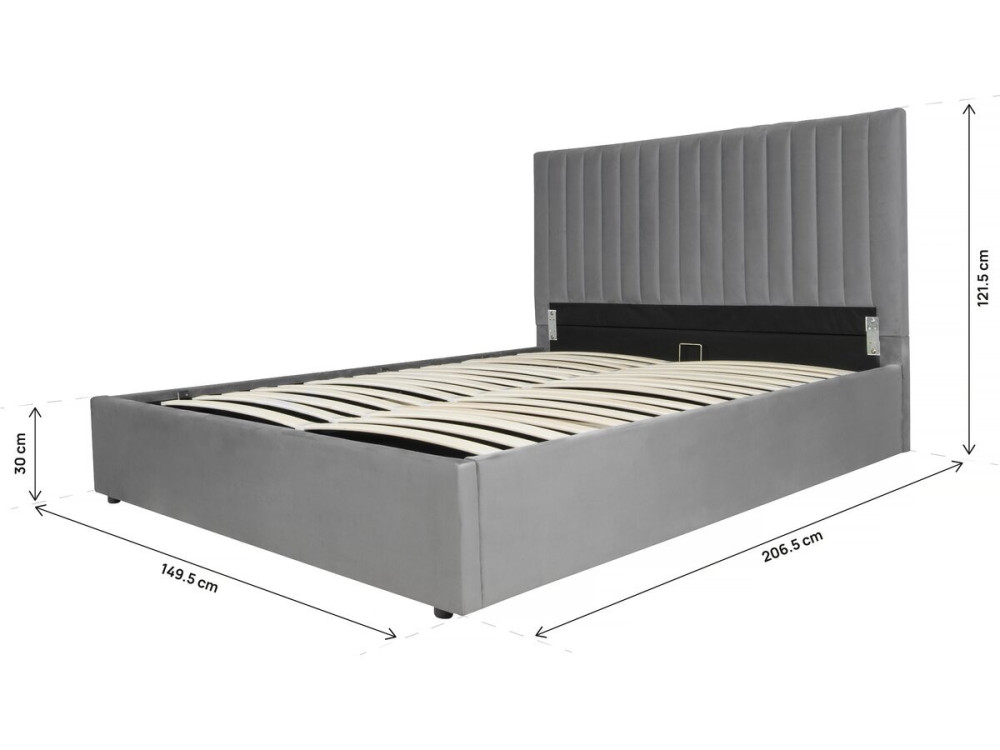 Cama con baúl "Mia" - 140 x 190 cm - Gris