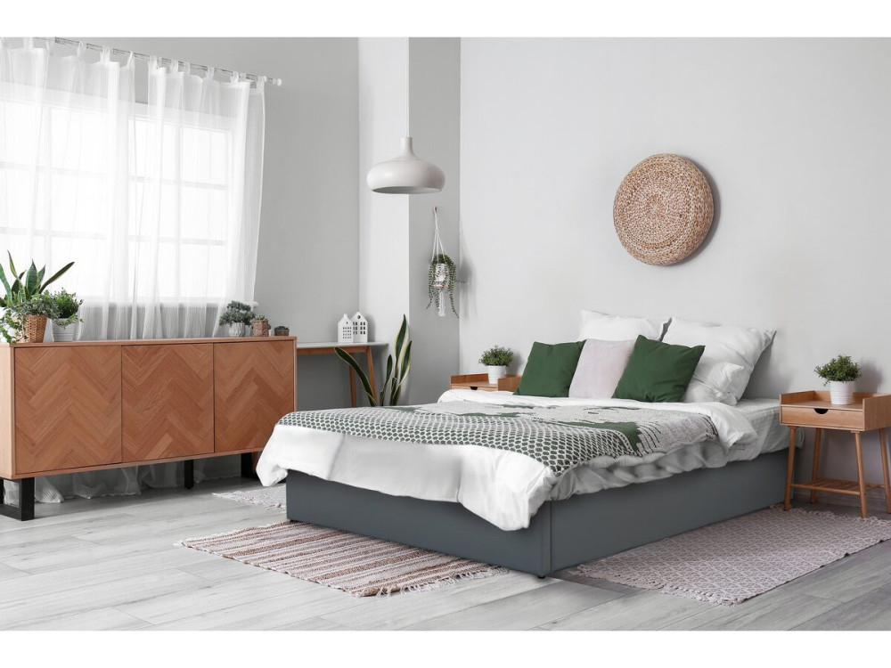 Cama doble de PVC con box "Ava" - 140 x 190 cm - Gris