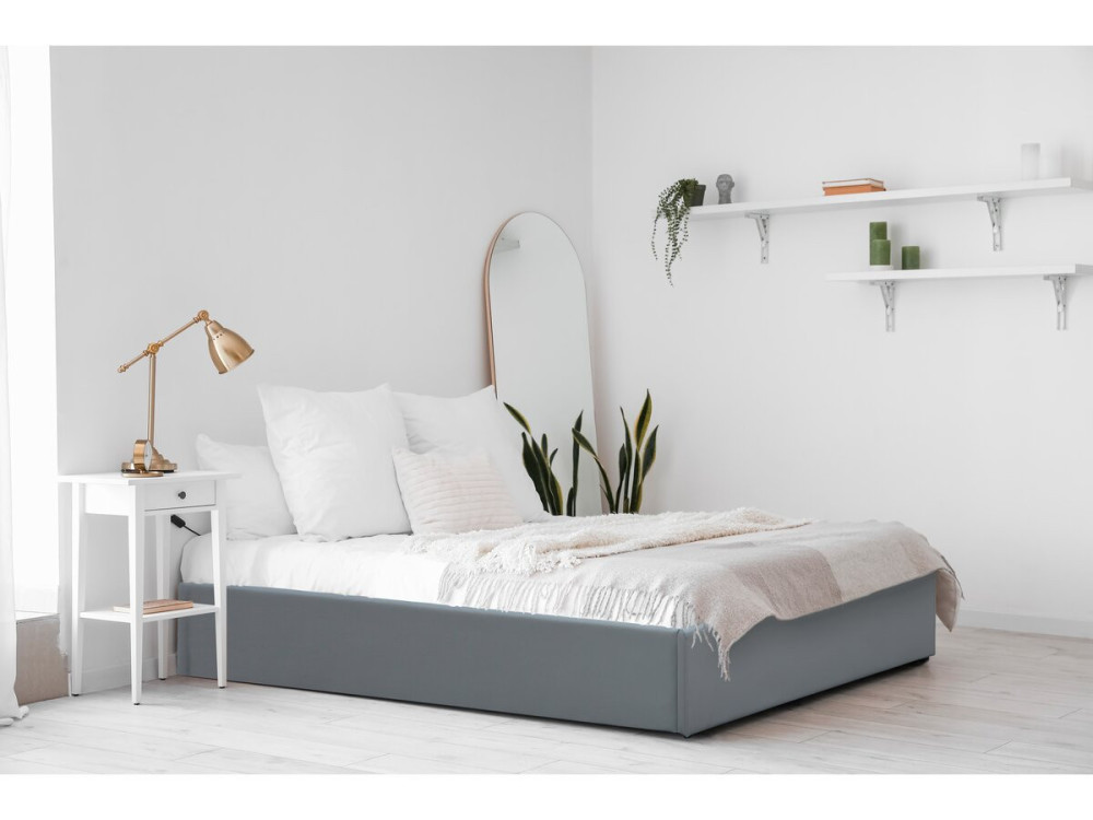 Cama individual de PVC con box "Ava" - 90 x 190 cm - Gris