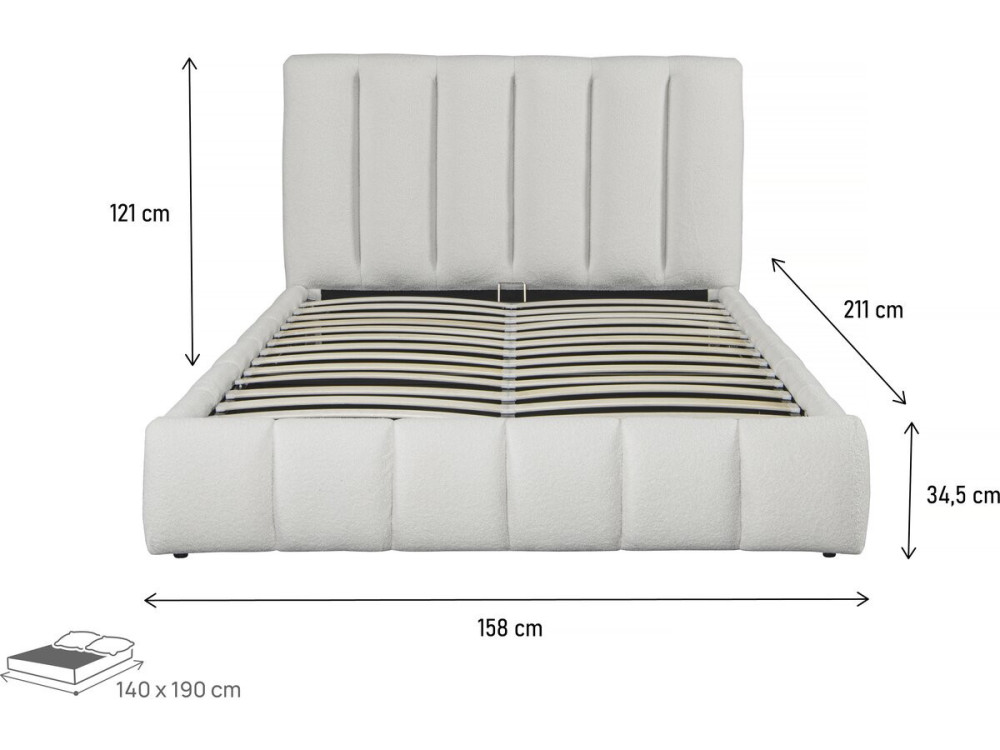 Cama nórdica con arcón "Annie" - 140 x 190 cm - Blanco