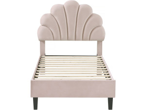Cama de terciopelo "Manon" - Beige - 90 x 190 cm