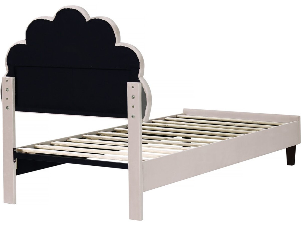 Cama de terciopelo "Manon" - Beige - 90 x 190 cm