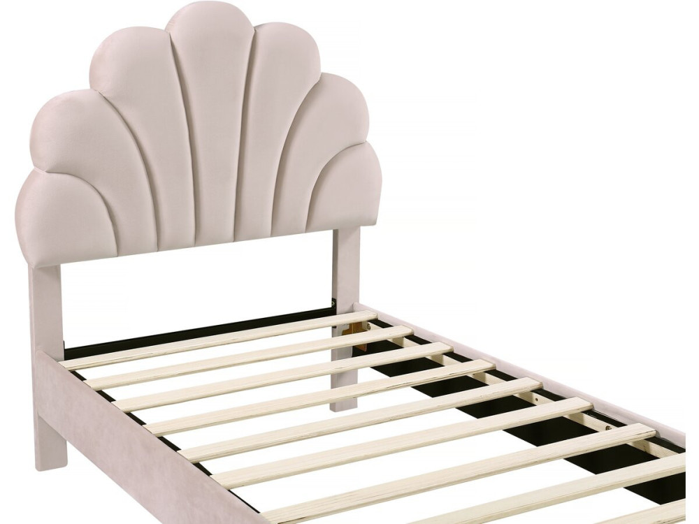 Cama de terciopelo "Manon" - Beige - 90 x 190 cm