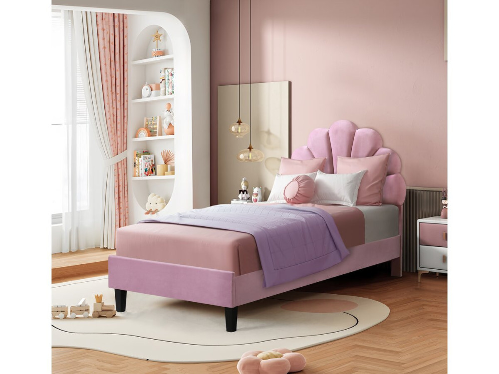 Cama de terciopelo "Manon" - 90 x 190 cm - Rosa