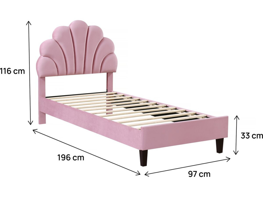 Cama de terciopelo "Manon" - 90 x 190 cm - Rosa