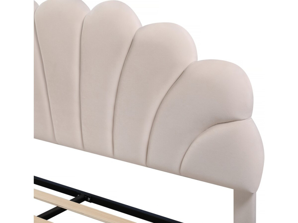 Cama de terciopelo "Manon" - Beige - 160 x 200 cm