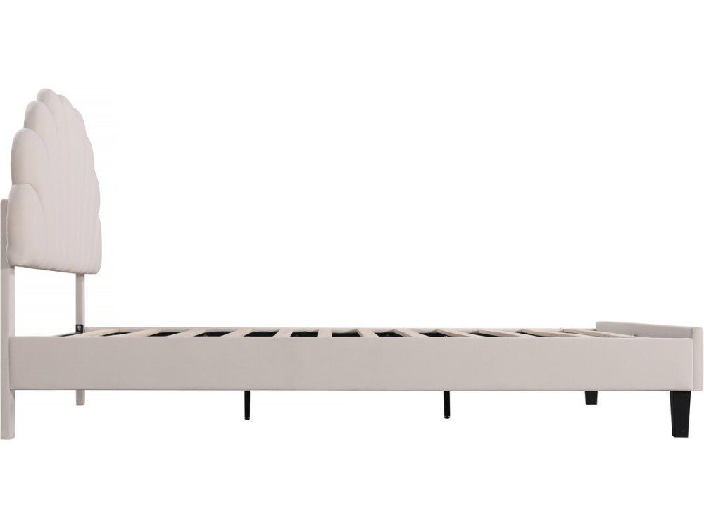 Cama de terciopelo "Manon" - Beige - 160 x 200 cm