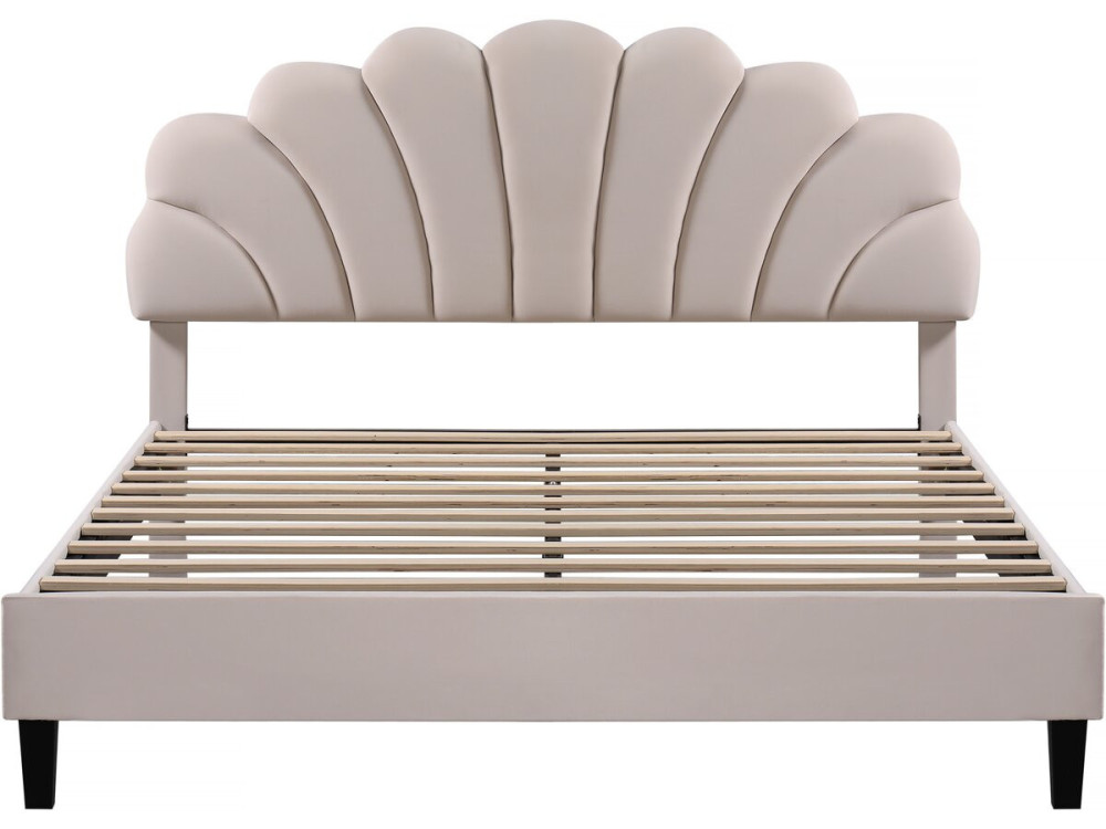 Cama de terciopelo "Manon" - Beige - 160 x 200 cm