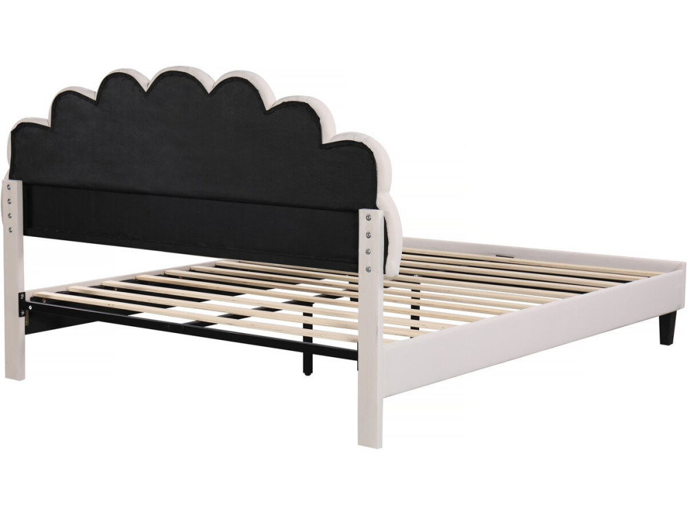 Cama de terciopelo "Manon" - Beige - 160 x 200 cm