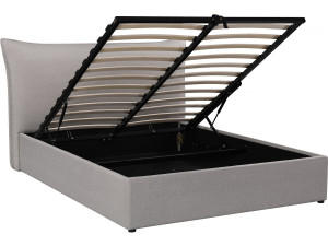 Cama doble con almacenaje "Megeve" 160 x 200 cm - Gris