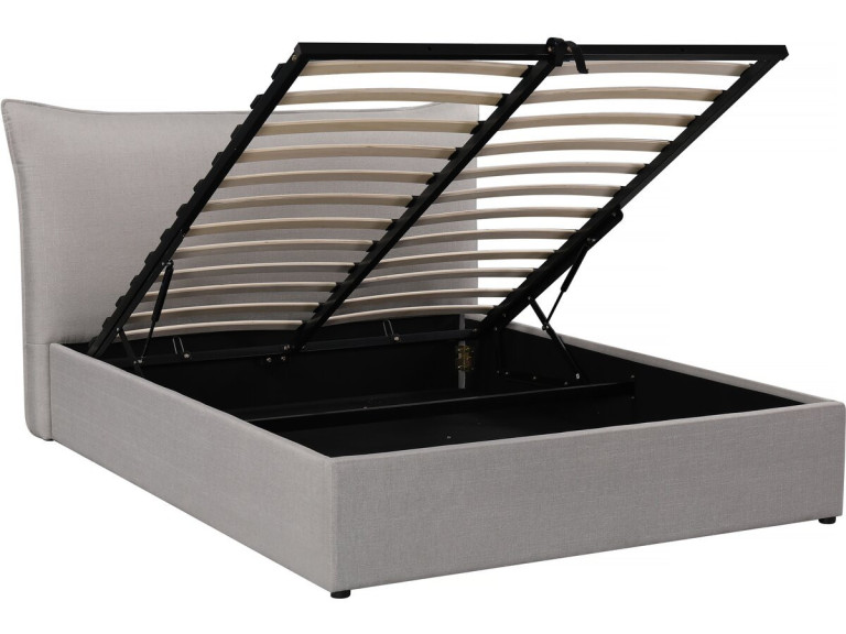 Cama doble con almacenaje "Megeve" 160 x 200 cm - Gris