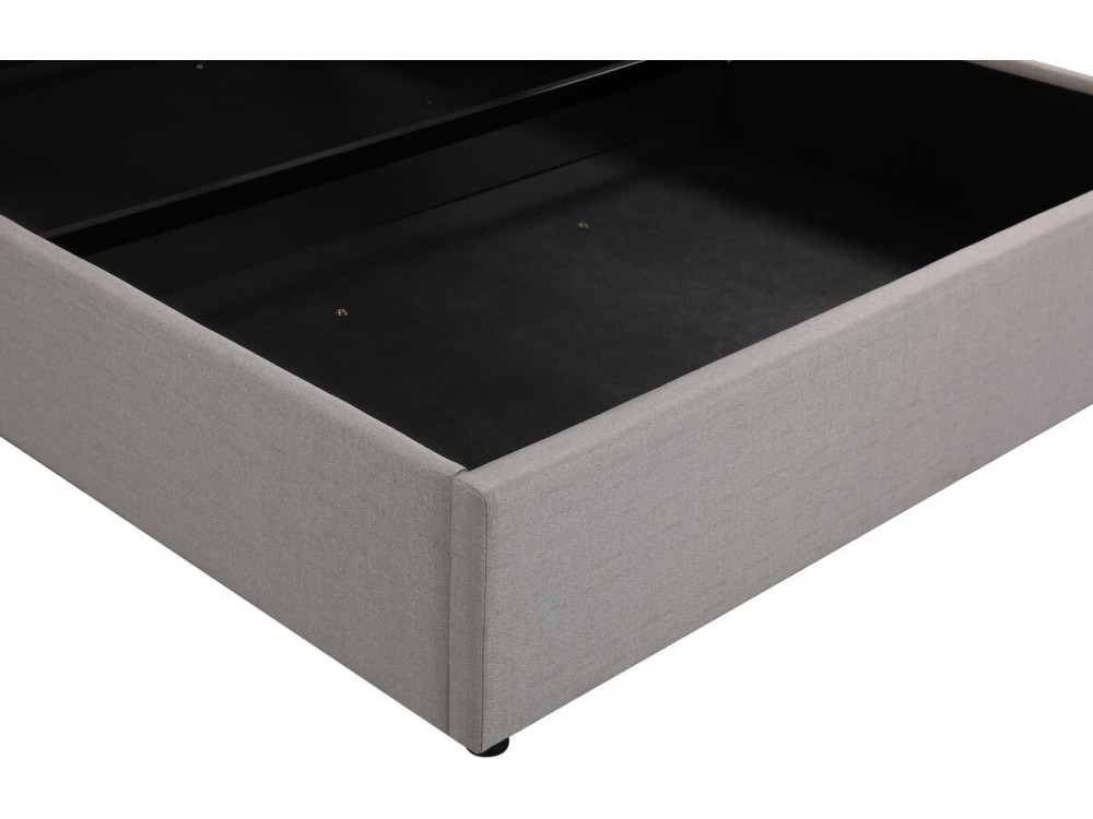 Cama doble con almacenaje "Megeve" 160 x 200 cm - Gris