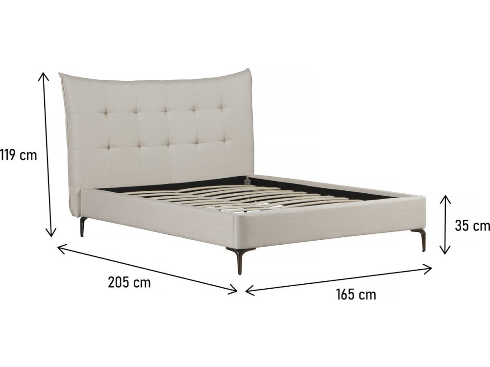 Cama doble de tejido capitoné «Aspen» 140 x 190 cm - Beige