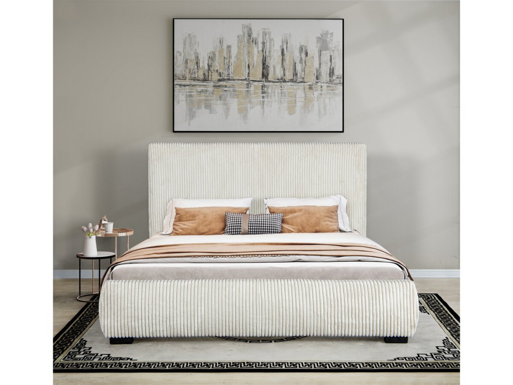 Cama doble «Montana» de pana - 180 x 200 cm - Beige