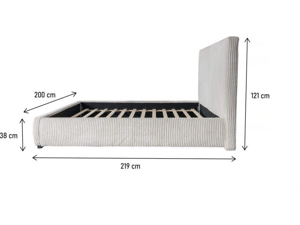 Cama doble «Montana» de pana - 180 x 200 cm - Beige