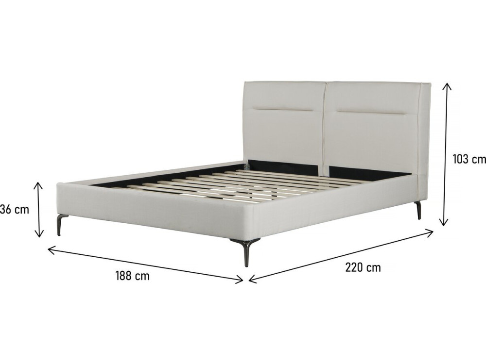 Cama doble de tela de diseño «Moritz» - 180 x 200 cm - Beis