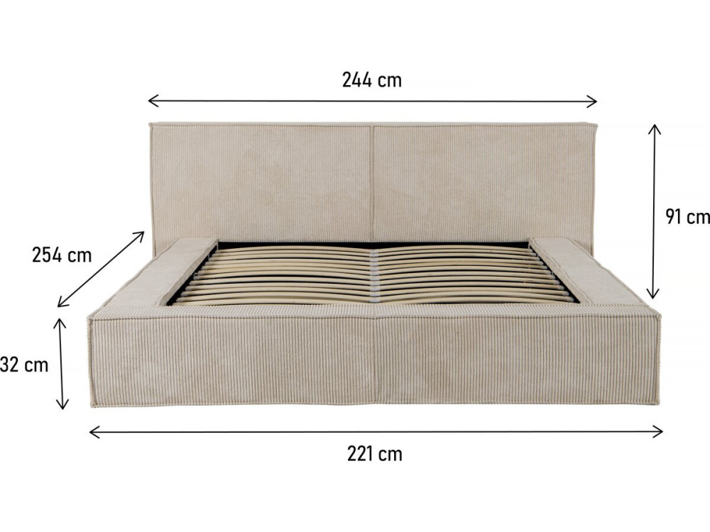 Canapé de pana «Courchevel» - 180 x 200 cm - Beige
