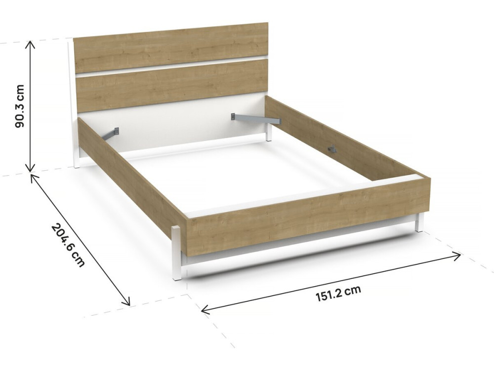 Cama doble extraíble "Craft" - Madera - 140 x 200 cm - Marrón