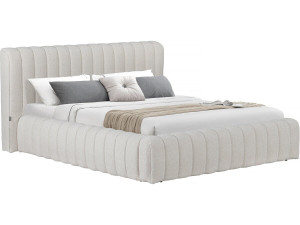 Cama doble de tela "Tignes" con espacio de almacenaje - 140 x 190 cm - Beige