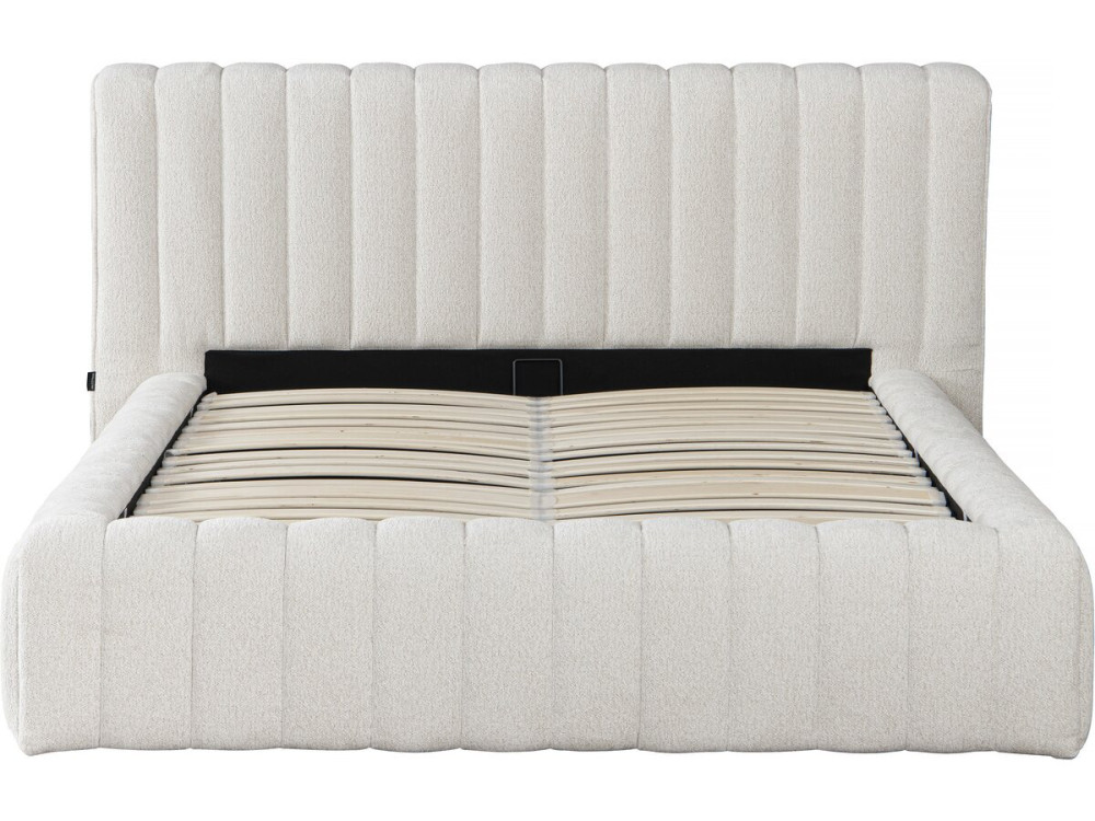 Cama doble de tela "Tignes" con espacio de almacenaje - 140 x 190 cm - Beige