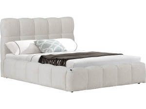 Cama doble de tela "Davos" con espacio de almacenaje - 140 x 190 cm - Beige