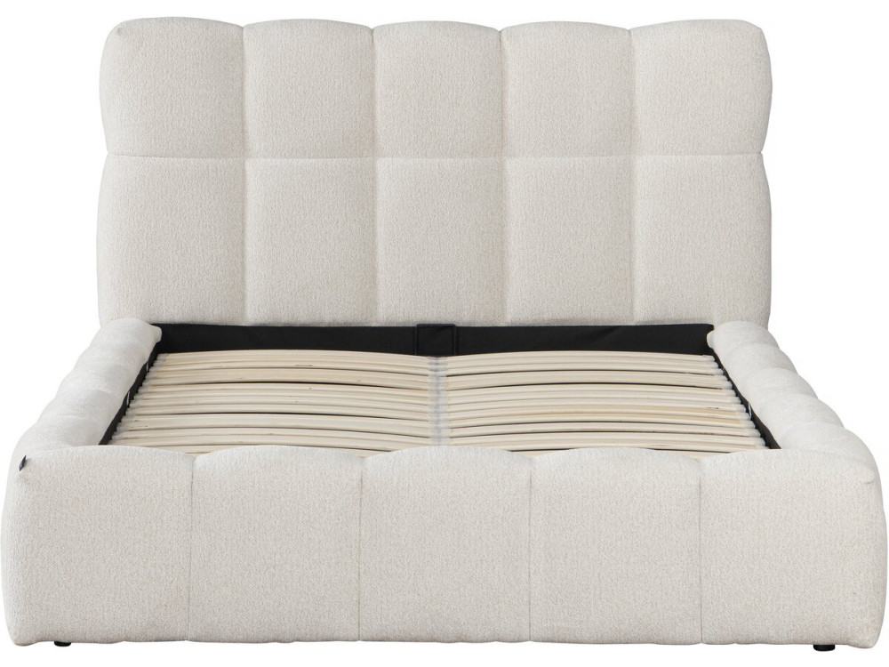 Cama doble de tela "Davos" con espacio de almacenaje - 140 x 190 cm - Beige