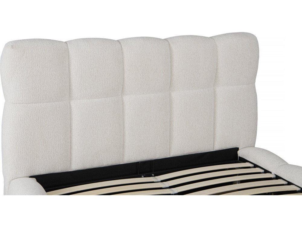 Cama doble de tela "Davos" con espacio de almacenaje - 140 x 190 cm - Beige