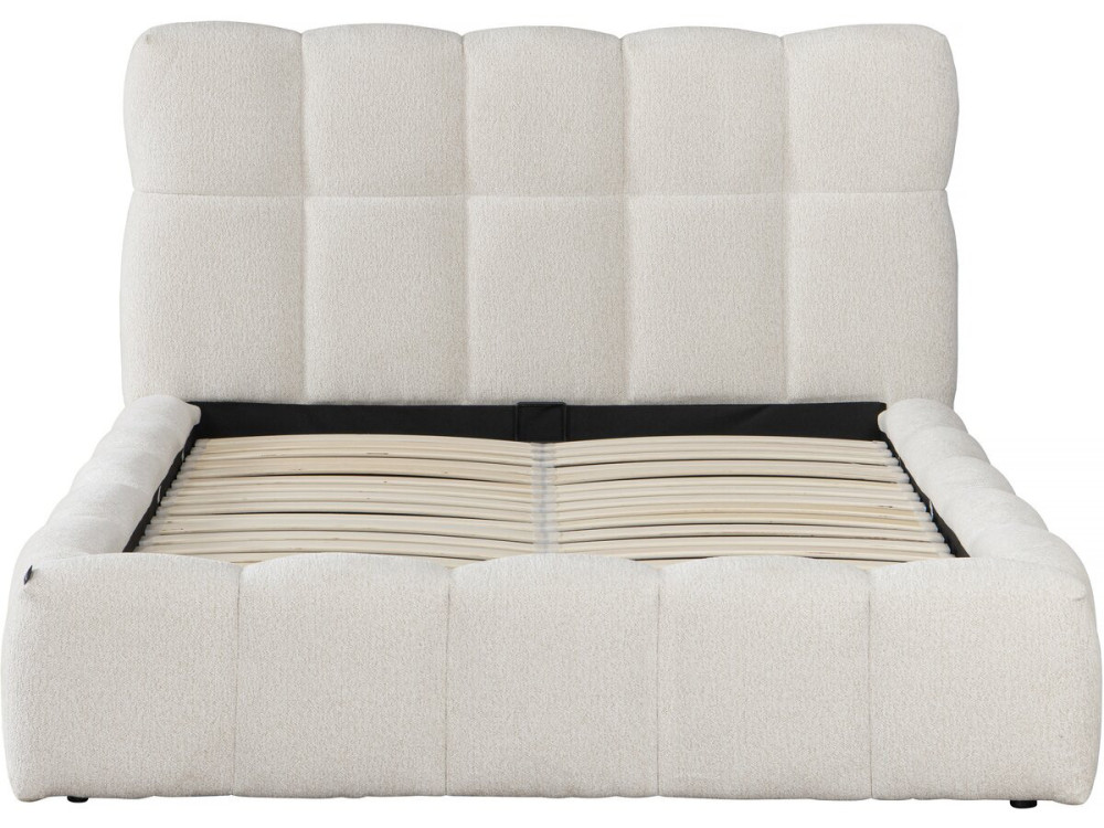 Cama doble de tela "Davos" con espacio de almacenaje - 160 x 200 cm - Beige
